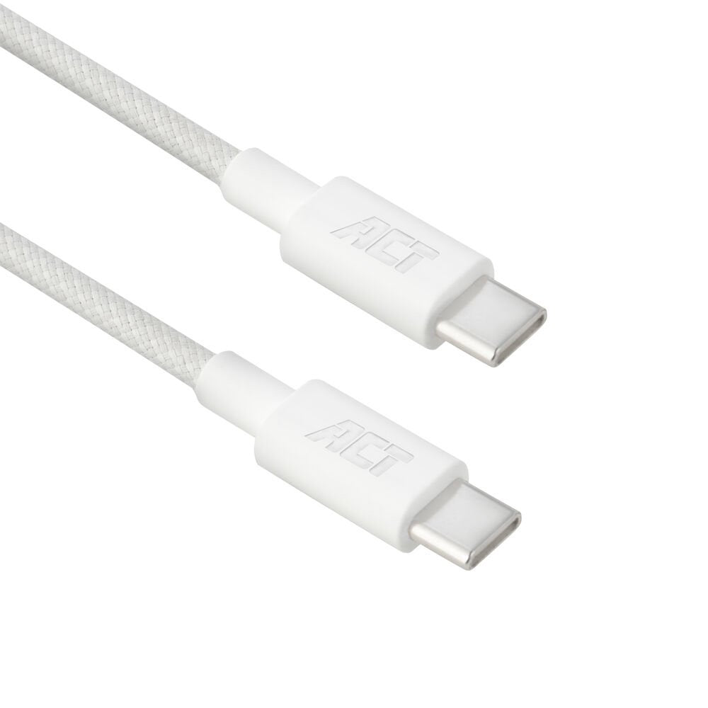 ACT AC3084 | USB 2.0 Kabel | USB-C naar USB-C | 240W | 480Mbps | Wit | 1 Meter - Matmuis - Matmuis